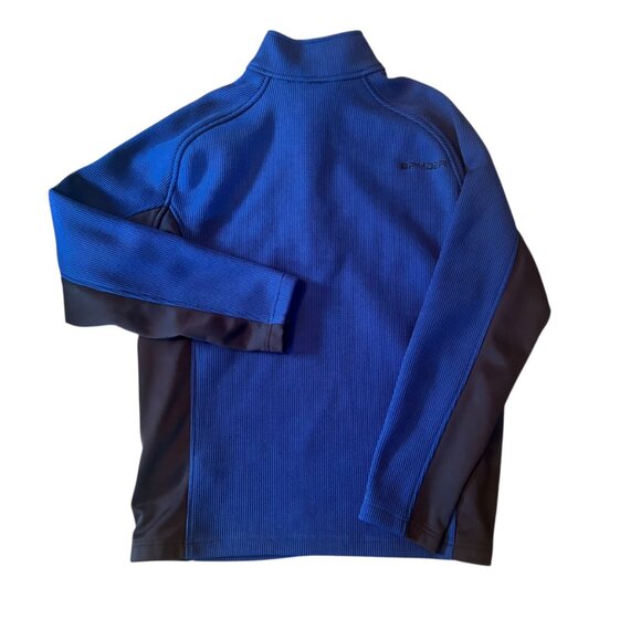 Spyder Fleece Lined Blue & Black Pullover Gait Knit Logo Sweatshirt XL - Picture 8 of 8